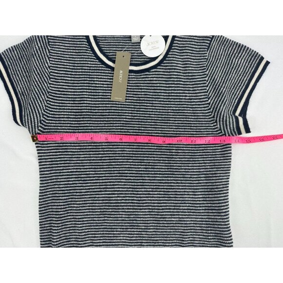 NWT J. Crew Ribbed featherweight cashmere T-shirt in stripe Size S - Picture 7 of 7